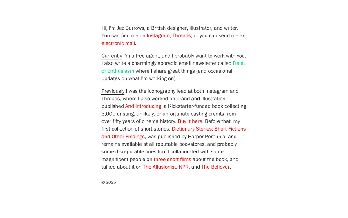 Jez Burrows website
