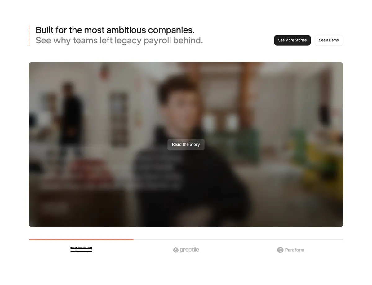 Testimonials section of Warp