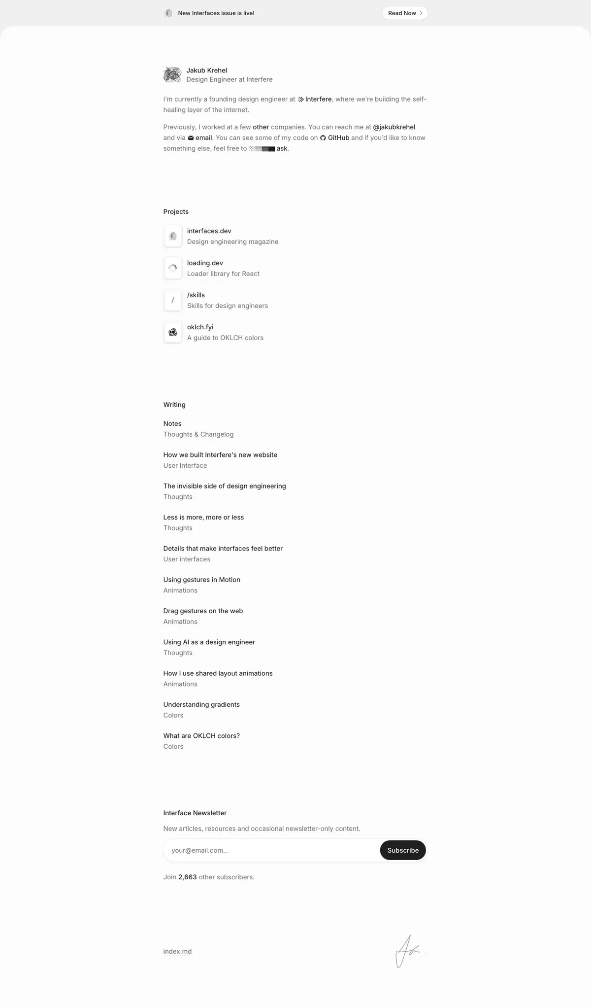 Full-page screenshot of Jakub Krehel (kbo.sk)