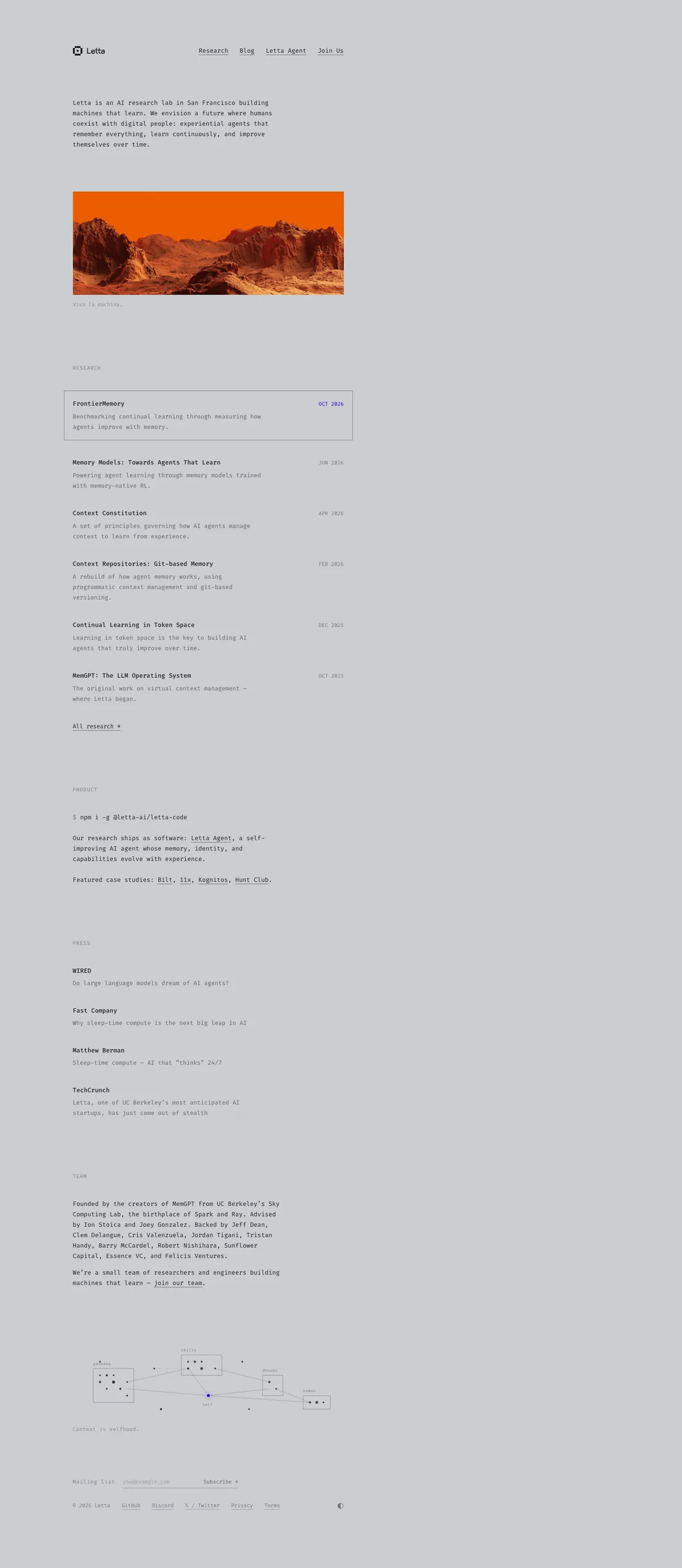 Full-page screenshot of Letta (letta.com)