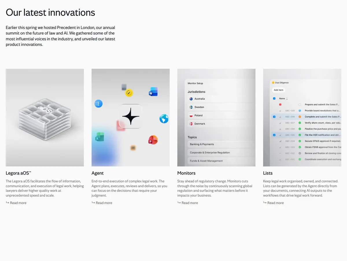 Features section of Leya