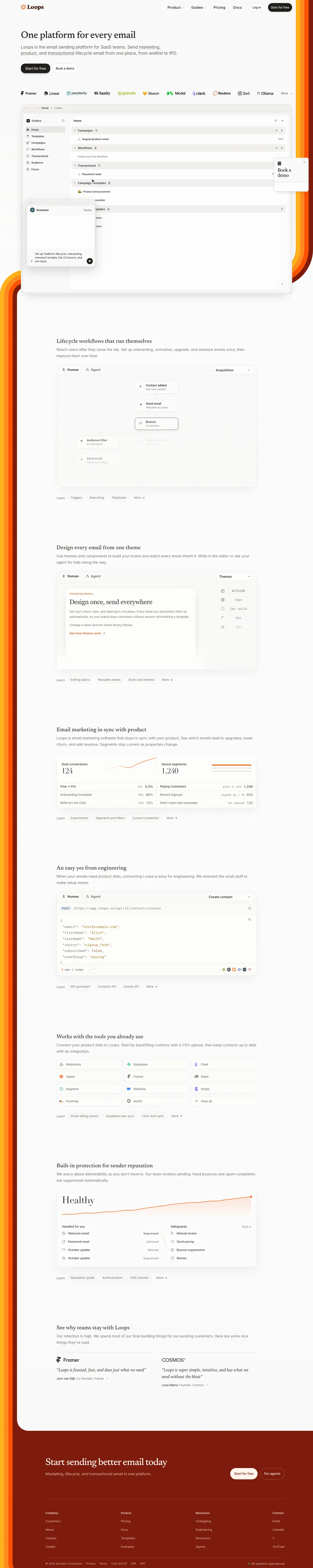 Full-page screenshot of Loops (loops.so)