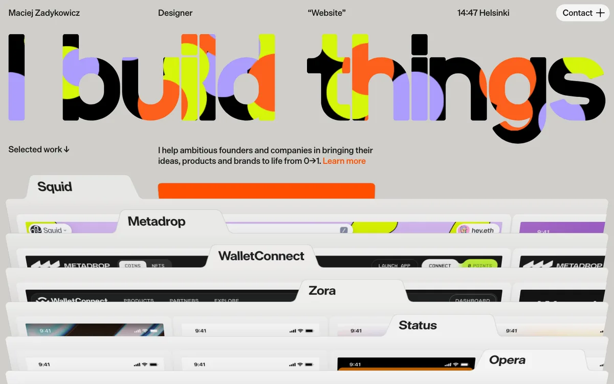 Maciej Zadykowicz, Designer☻ website