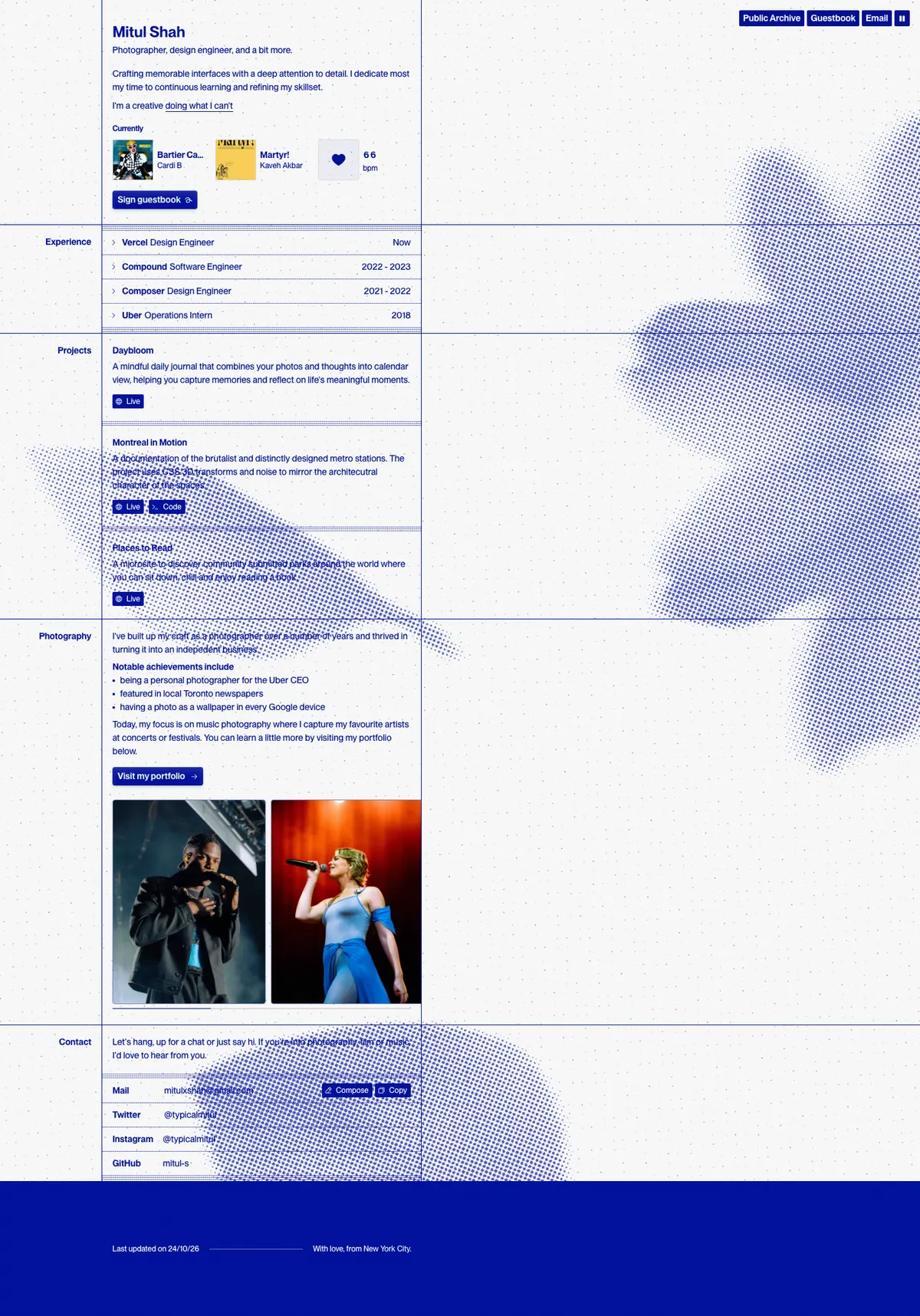 Full-page screenshot of Mitul Shah (mitul.ca)