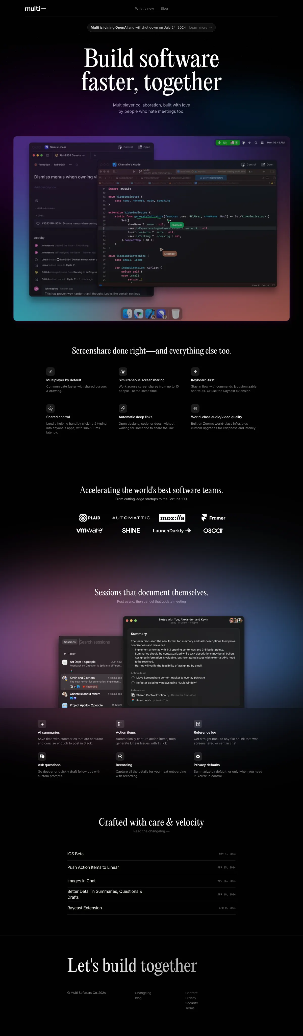 Full-page screenshot of Multi (multi.app)
