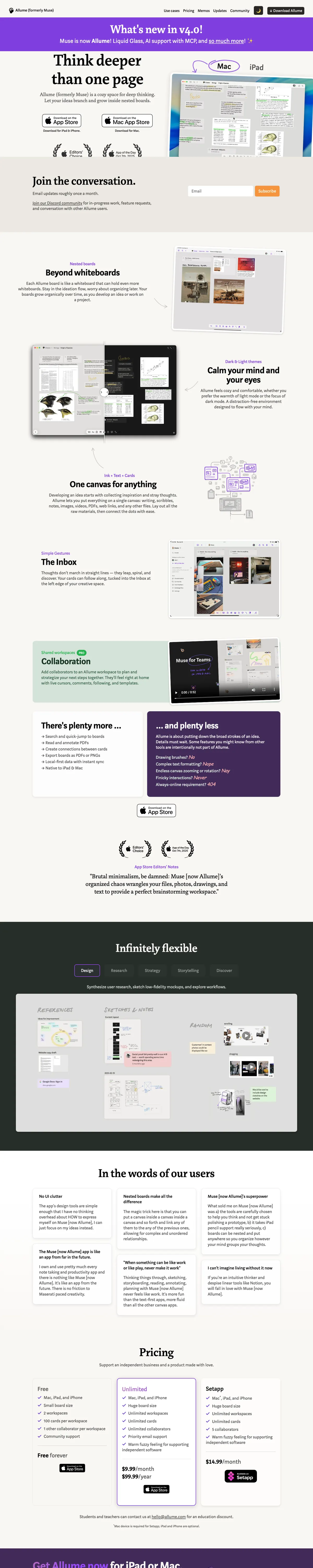 Full-page screenshot of Muse (museapp.com)