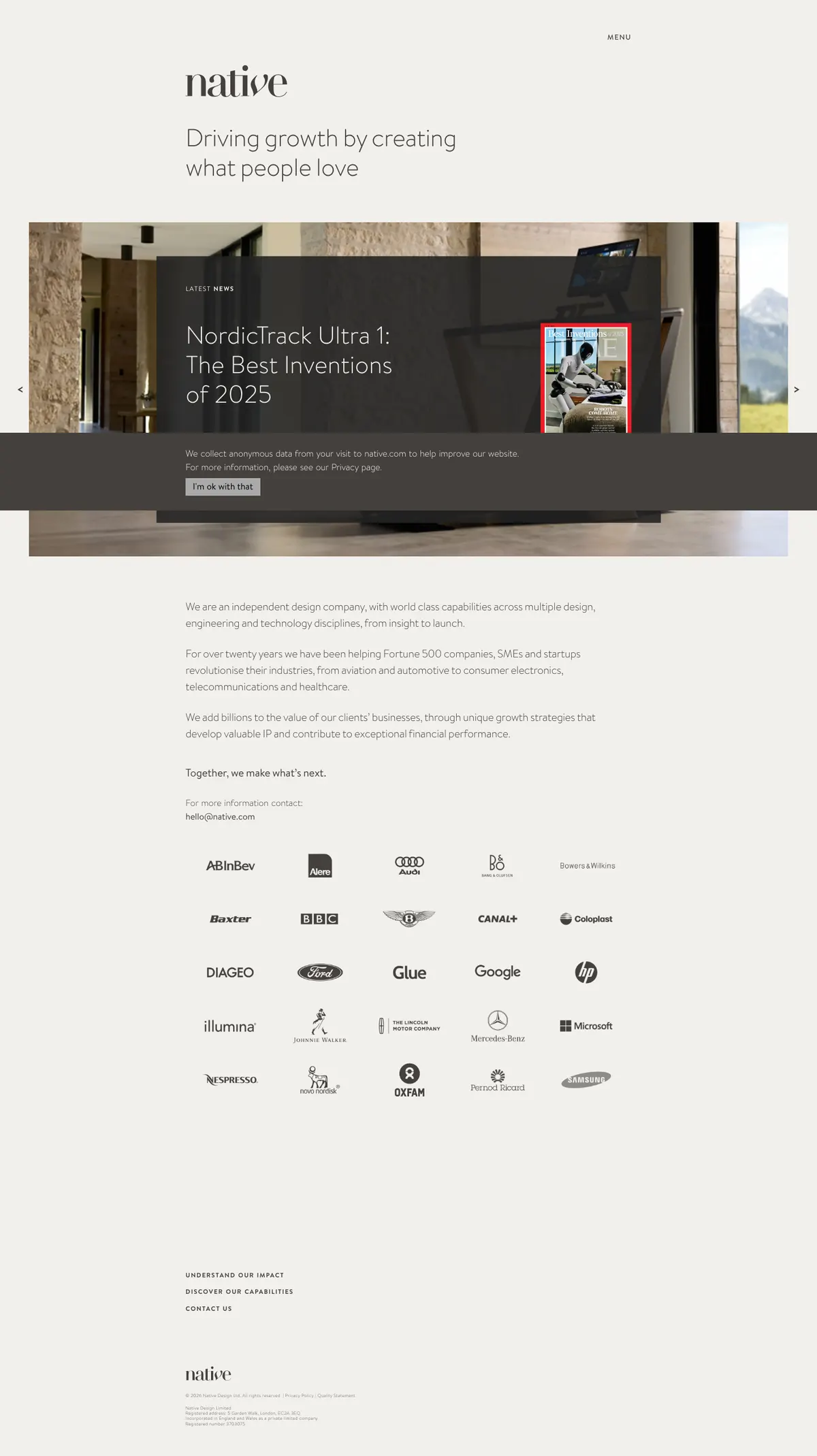 Full-page screenshot of Native (native.com)