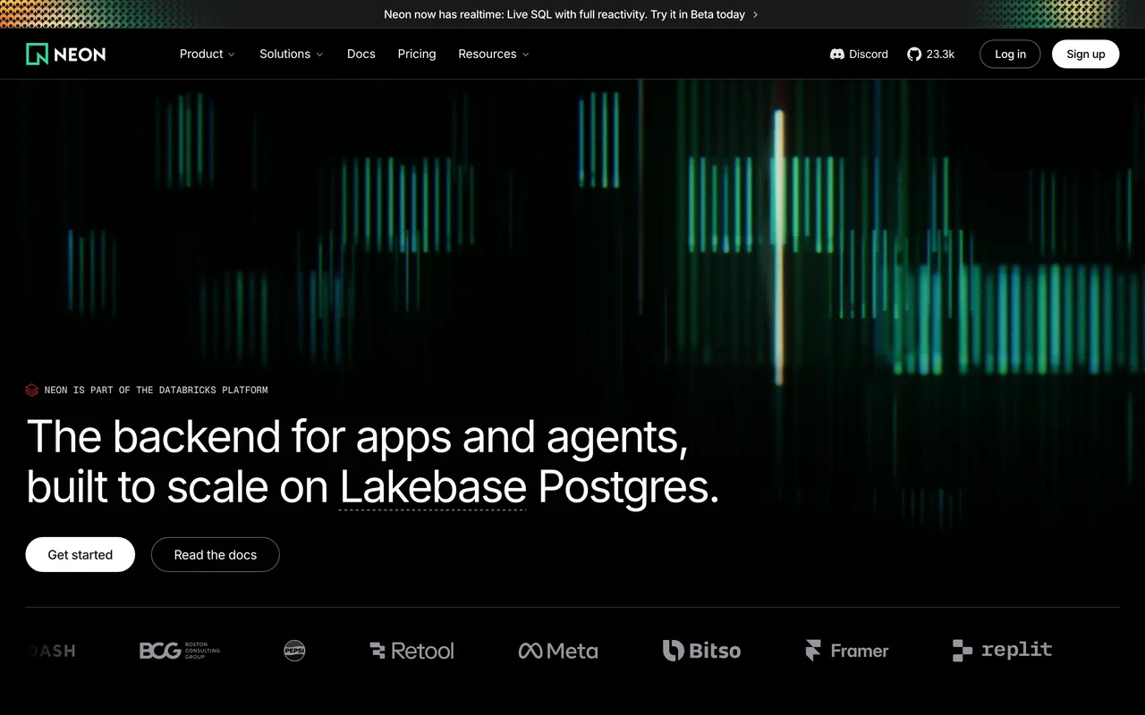 Neon Serverless Postgres website