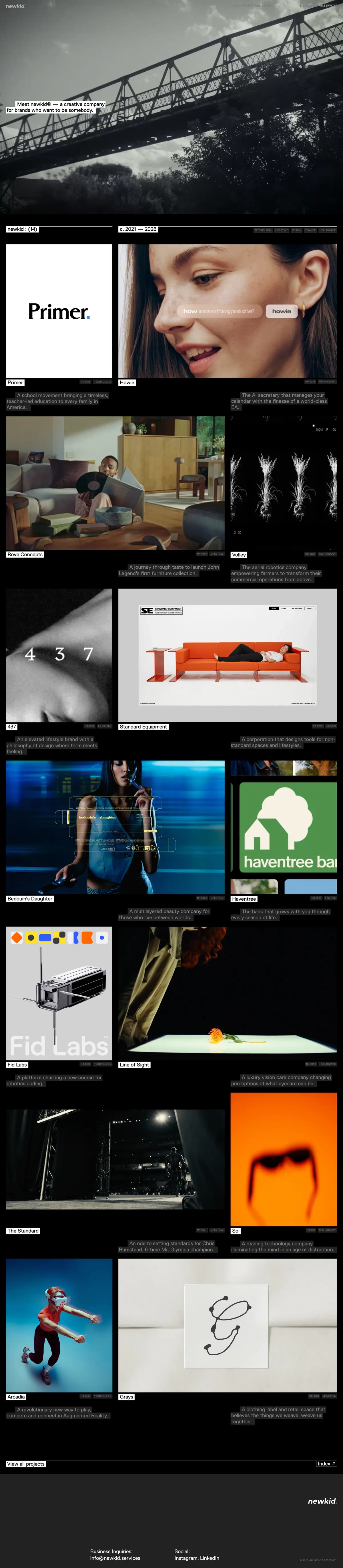 Full-page screenshot of newkid (newkid.services)