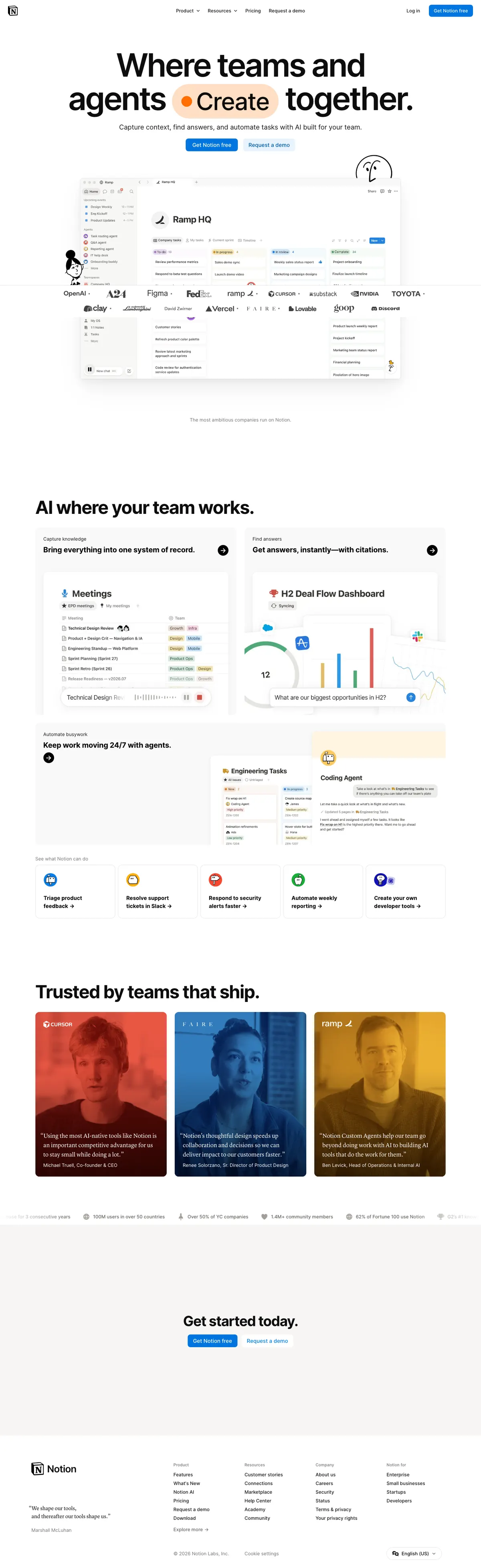 Full-page screenshot of Notion (notion.so)
