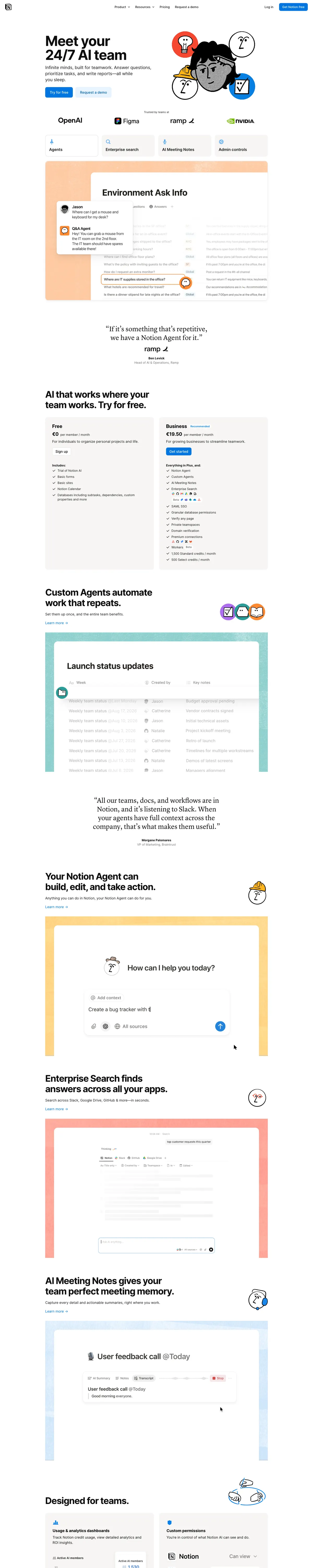 Full-page screenshot of Notion AI (notion.so)