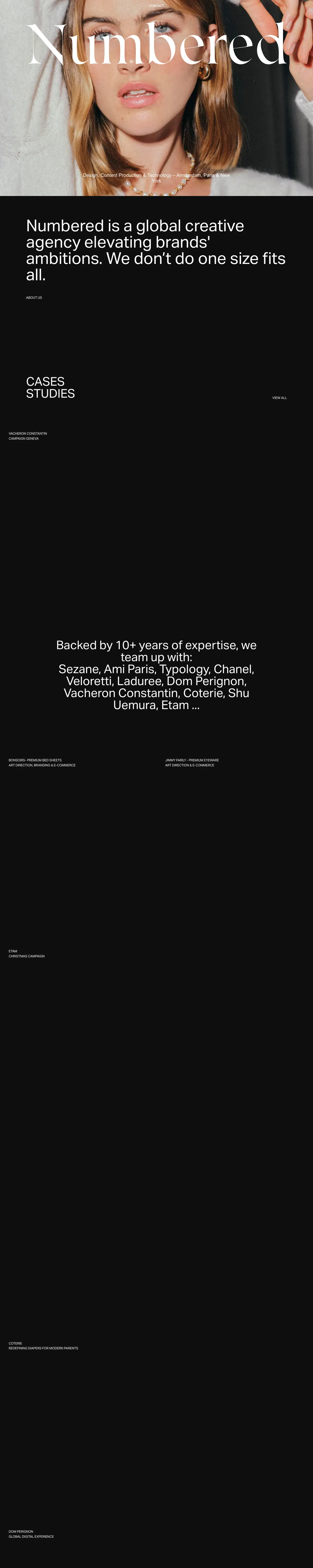 Full-page screenshot of Numbered Studio (numbered.com)