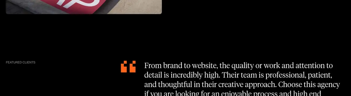Testimonials section of ONBOX Creative Inc.