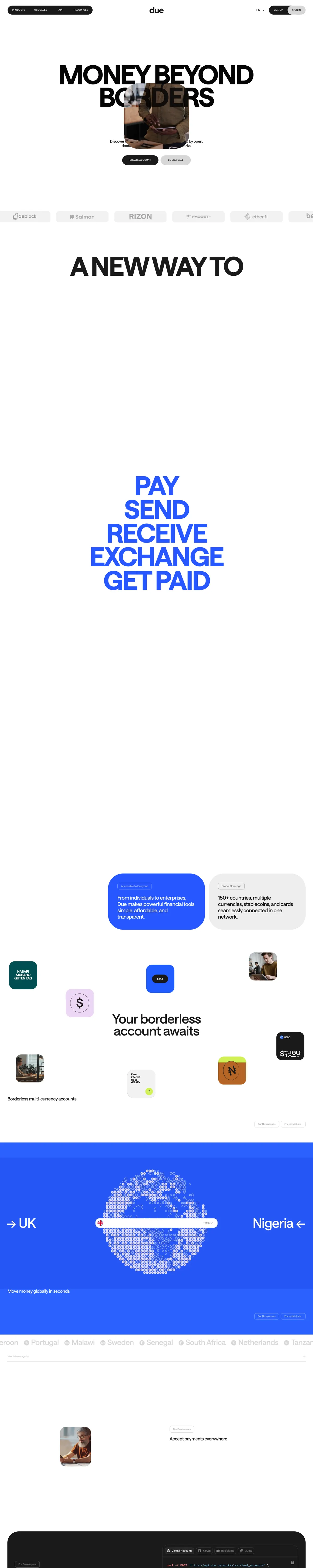 Full-page screenshot of Due (opendue.com)