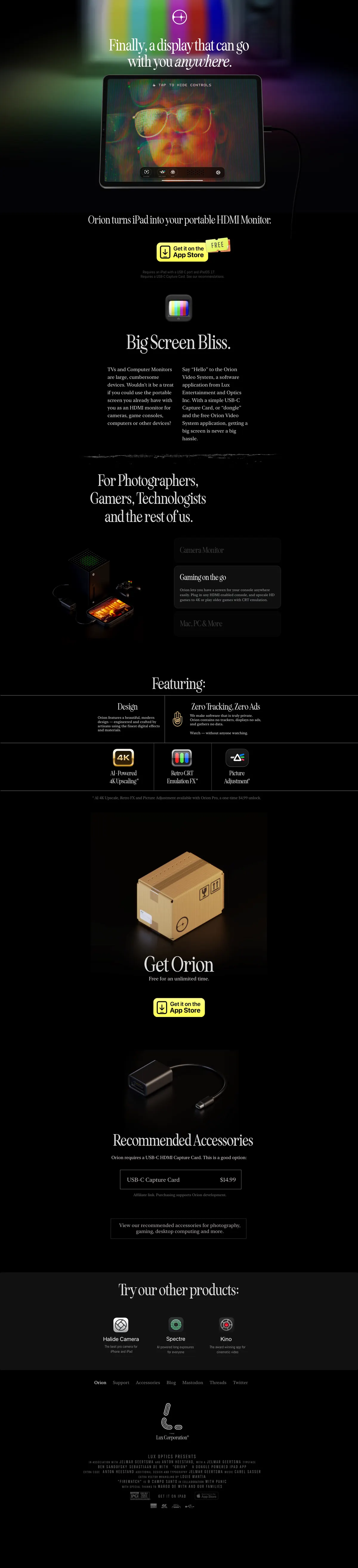 Full-page screenshot of Orion (orion.tube)