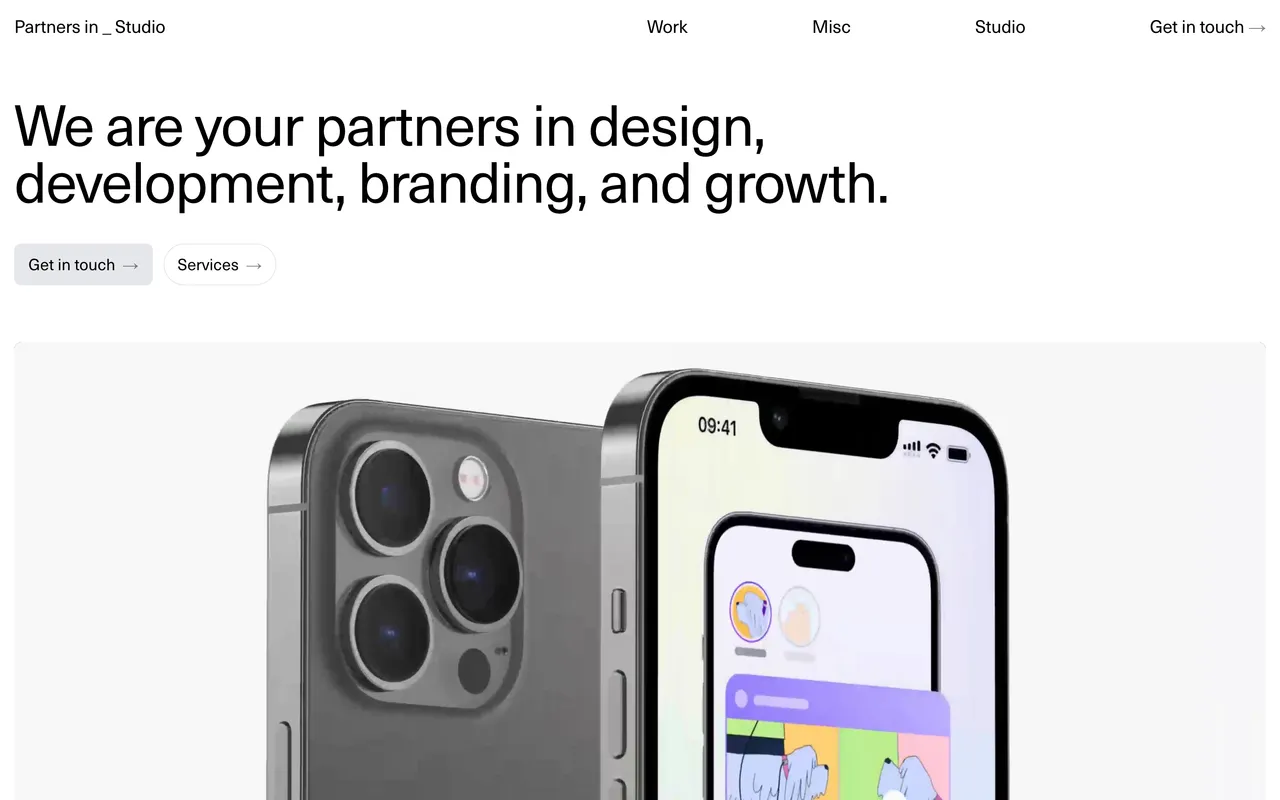 Partners in _ Studio website