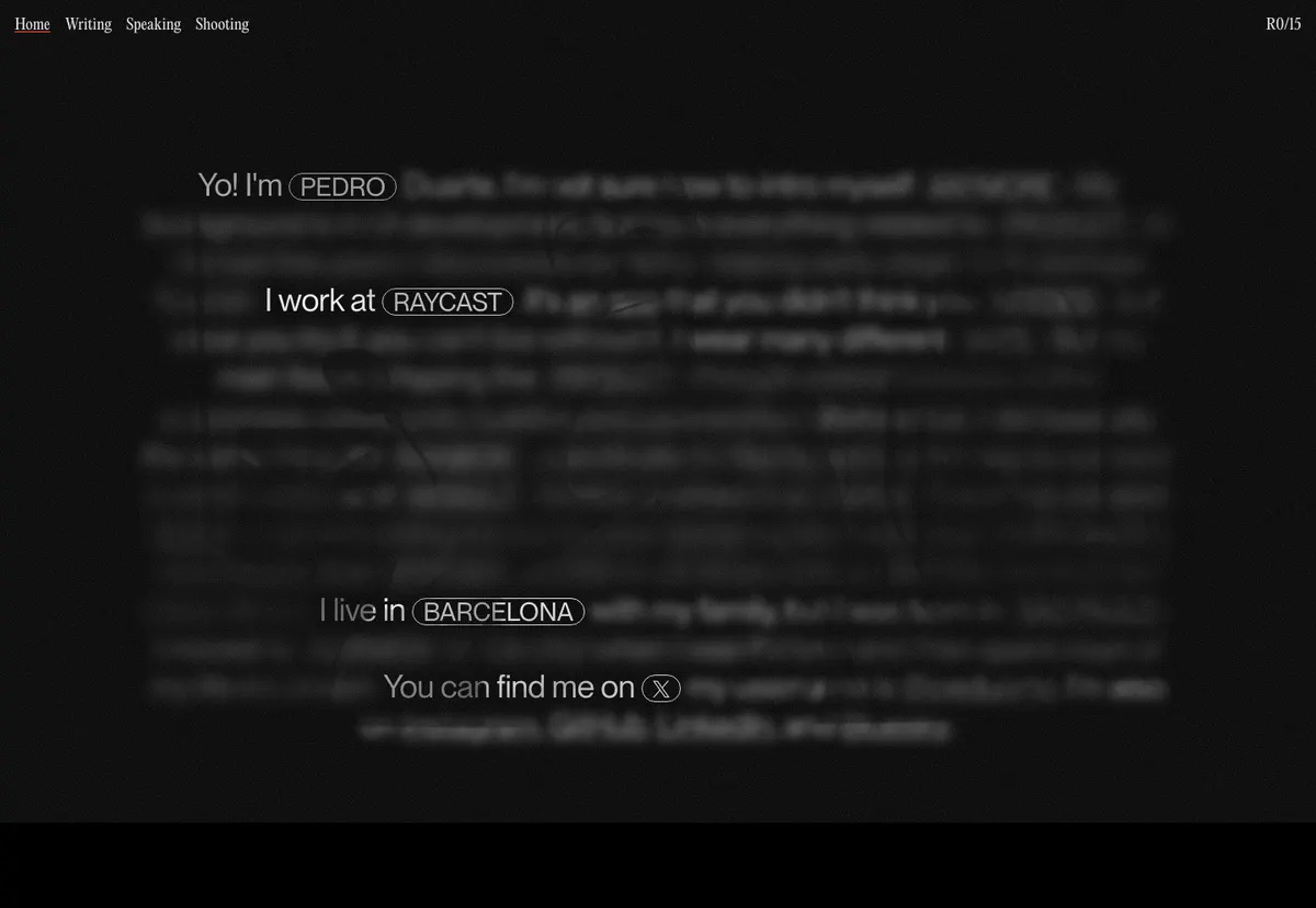 Full-page screenshot of Pedro Duarte's Personal Website (ped.ro)