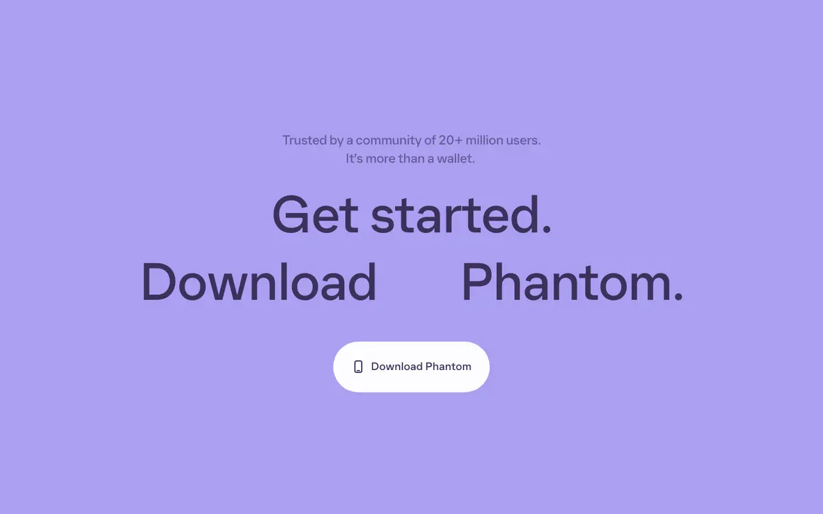 Call to action section of Phantom