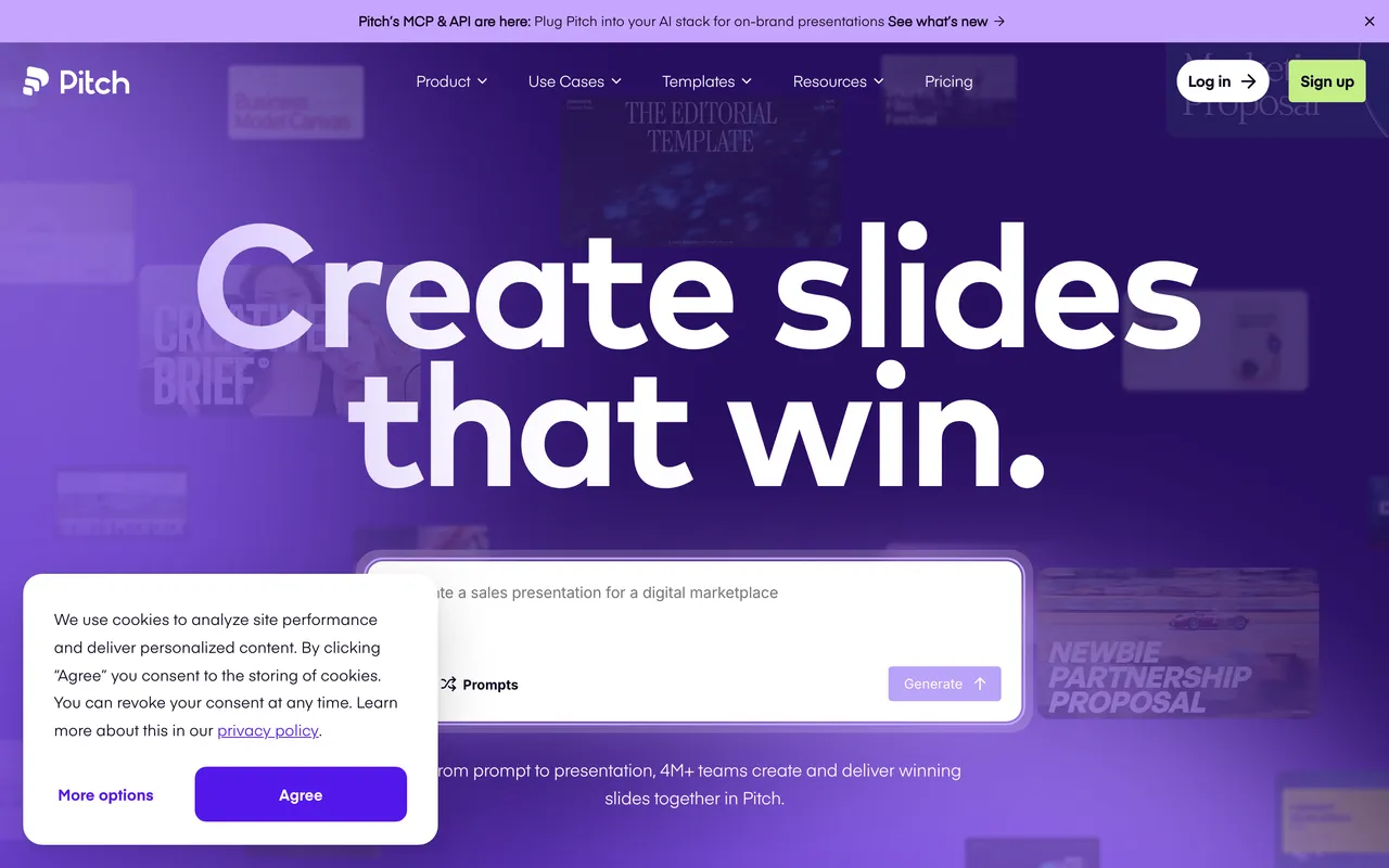 Pitch 一 Collaborative presentation software for modern teams. website