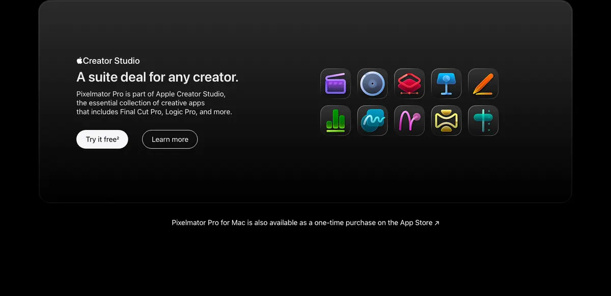 Call to action section of Pixelmator Pro