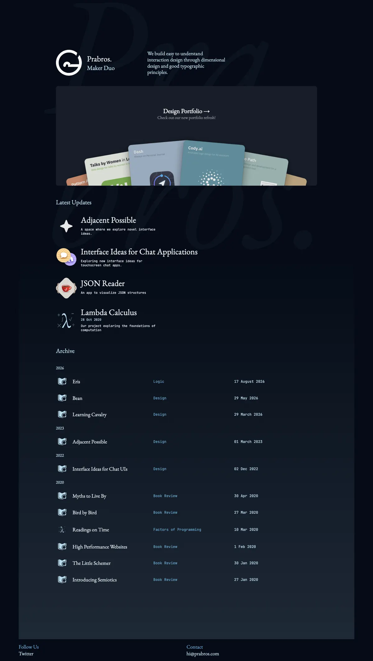 Full-page screenshot of Prabros. (prabros.com)