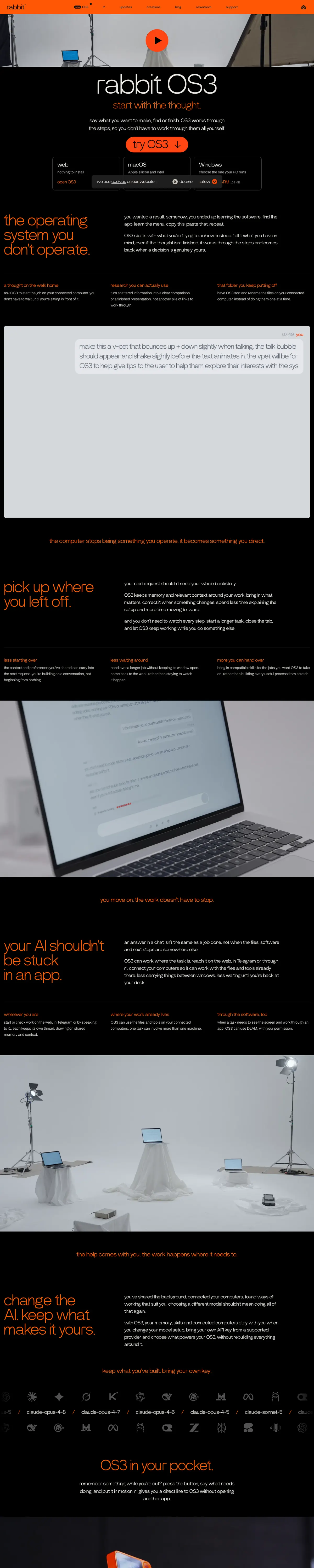 Full-page screenshot of rabbit (rabbit.tech)