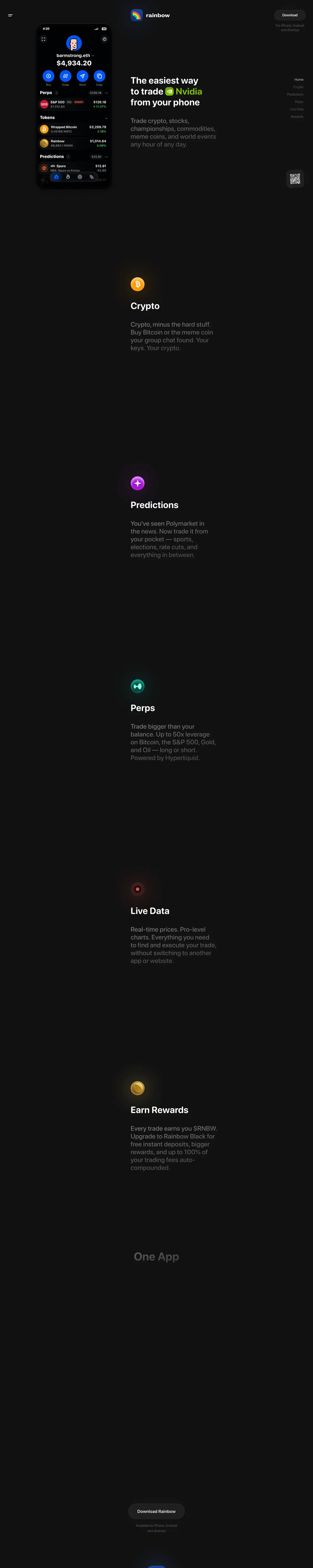 Full-page screenshot of Rainbow (rainbow.me)
