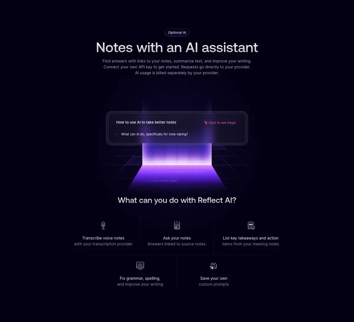Features section of Reflect
