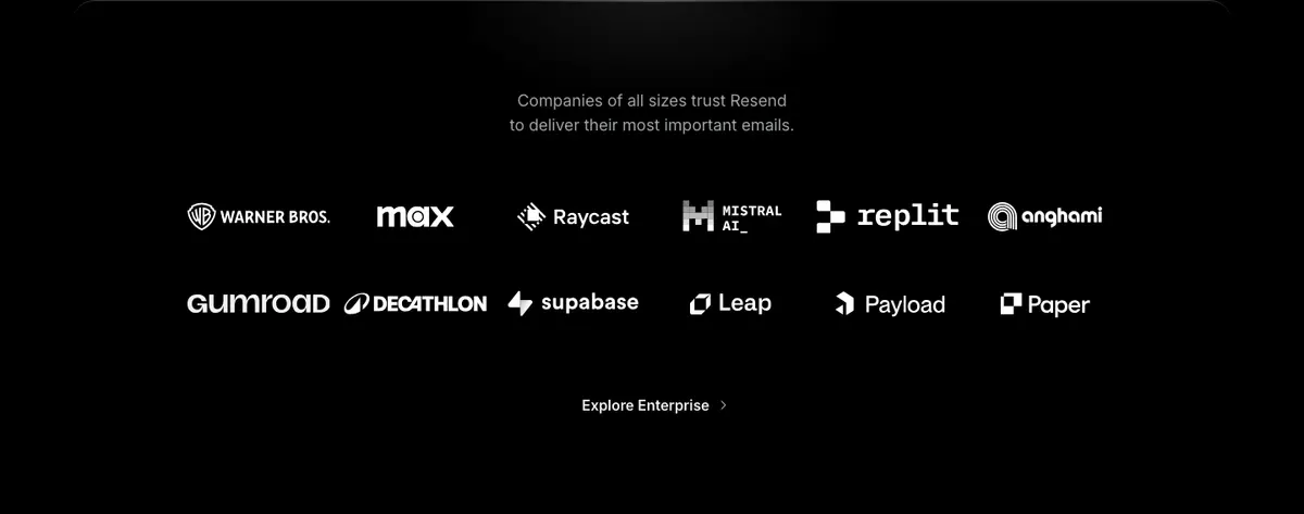 Logos section of Resend