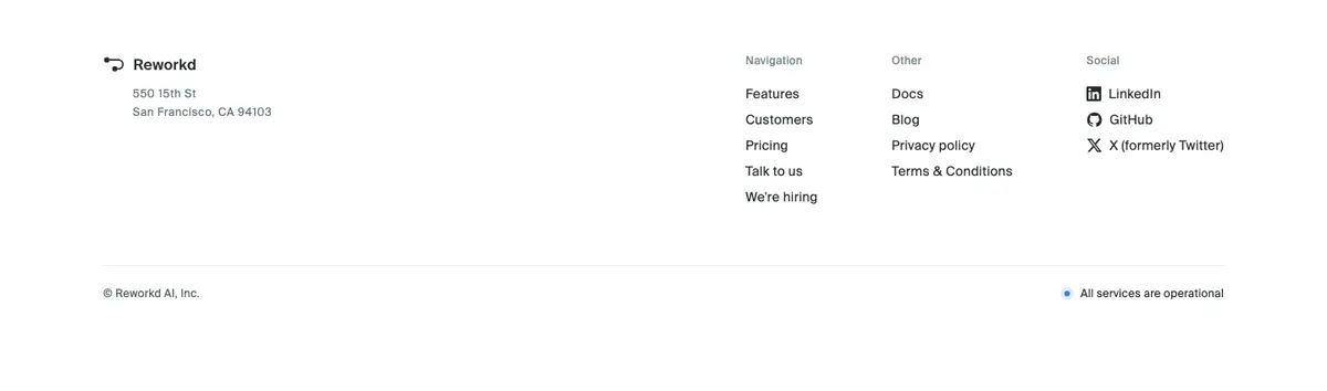 Footer section of Reworkd AI