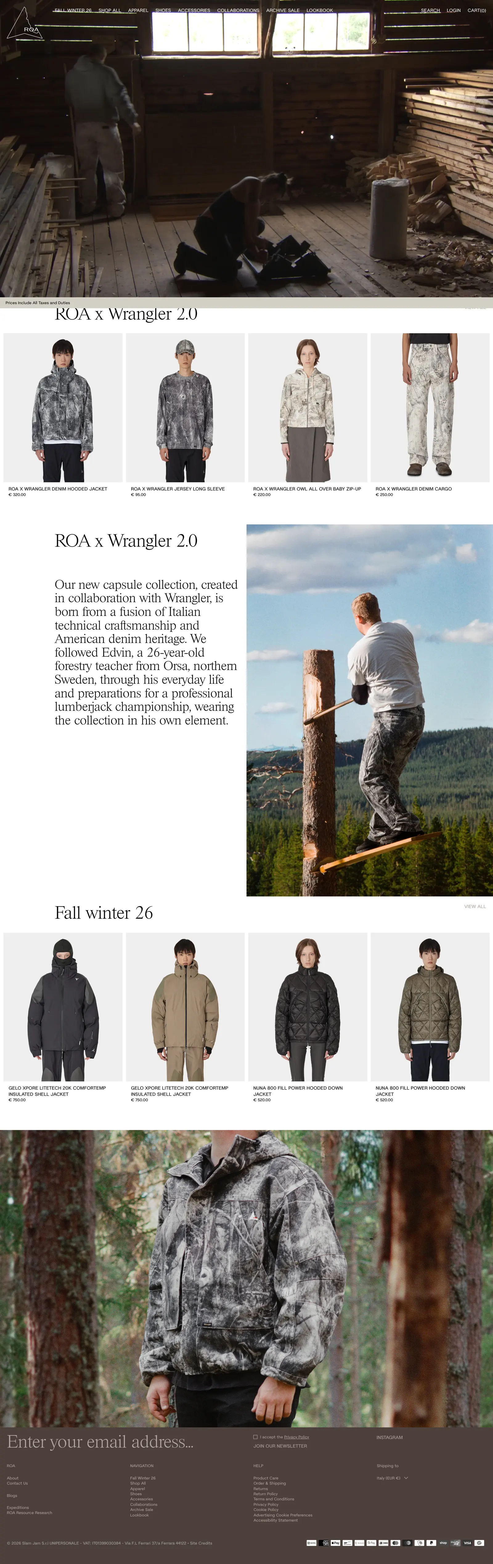 Full-page screenshot of ROA (roa-hiking.com)