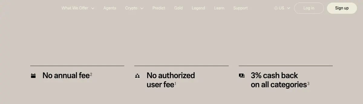 Features section of Robinhood Gold Card
