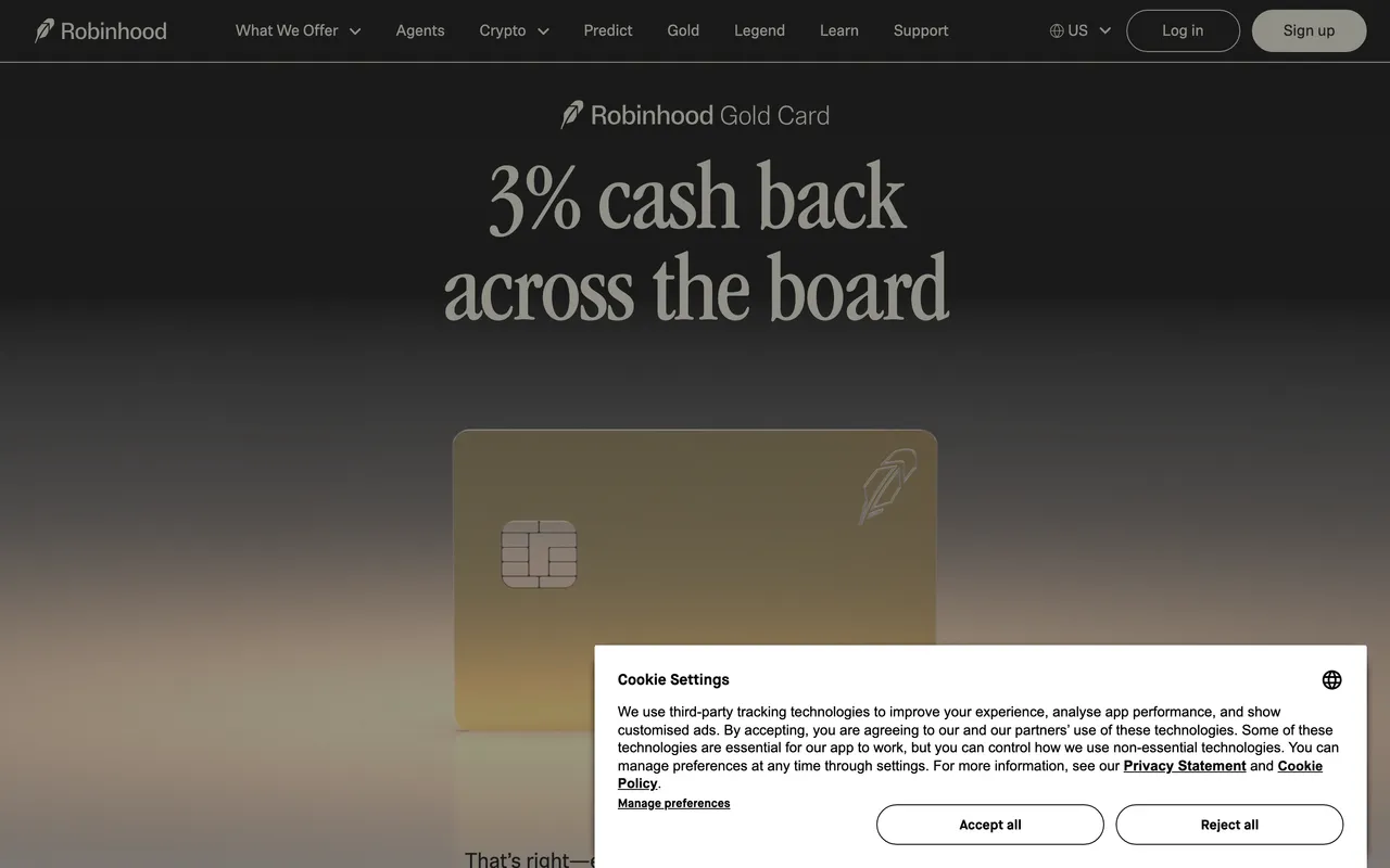 Robinhood Gold Card website