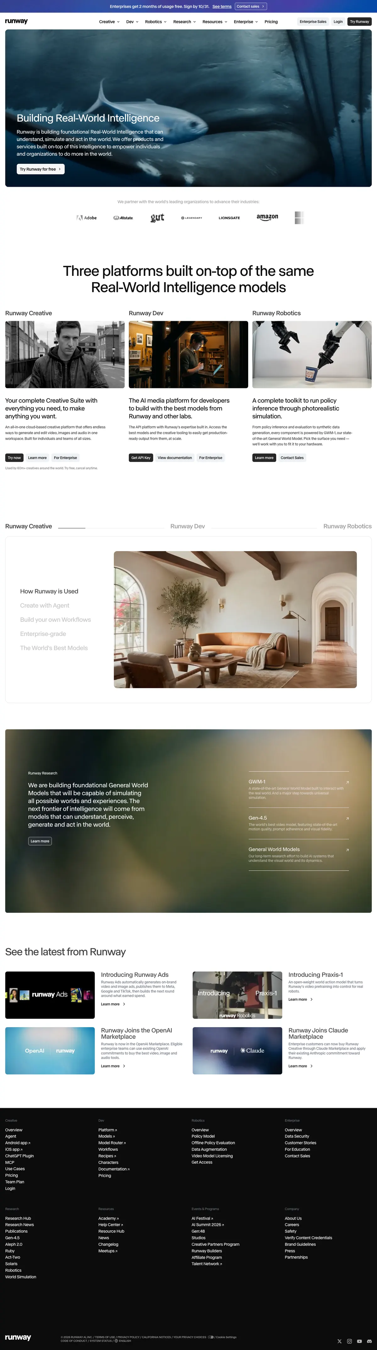 Full-page screenshot of Runway Financial (runway.com)