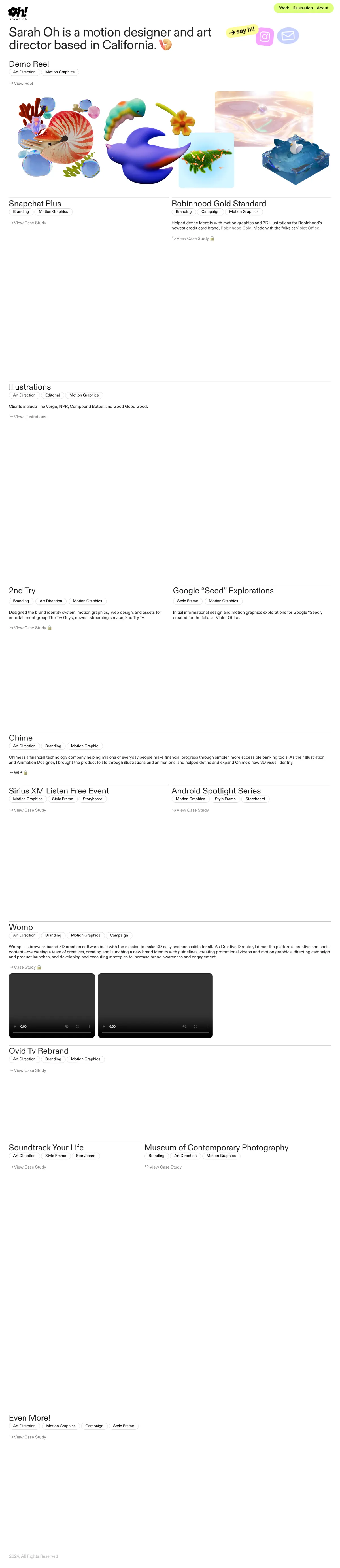 Full-page screenshot of Sarah Oh (sarahoh.info)