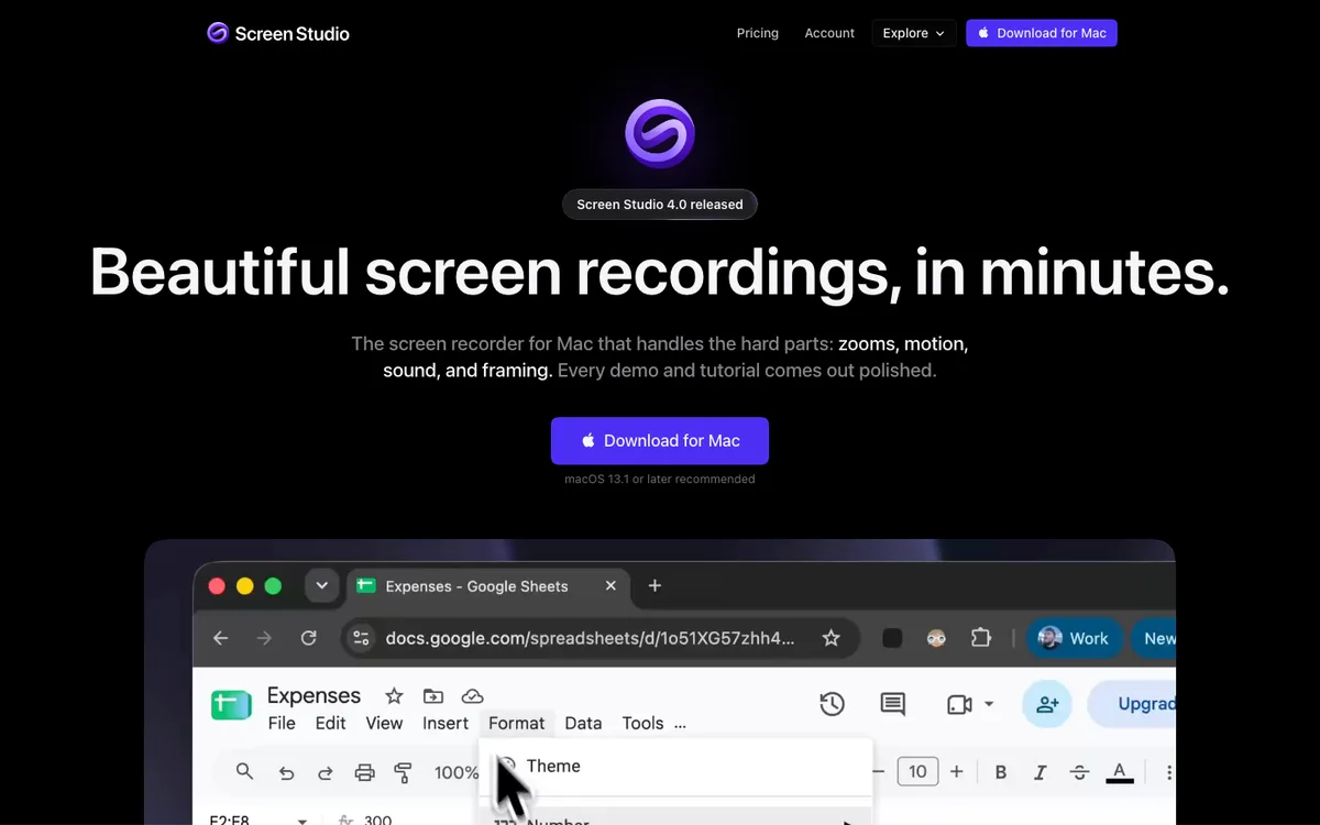 Screen Studio website