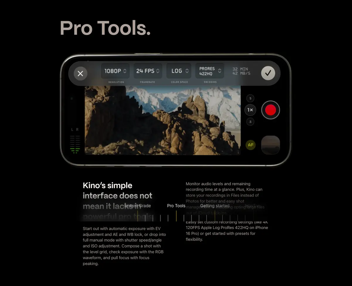 Features section of Kino