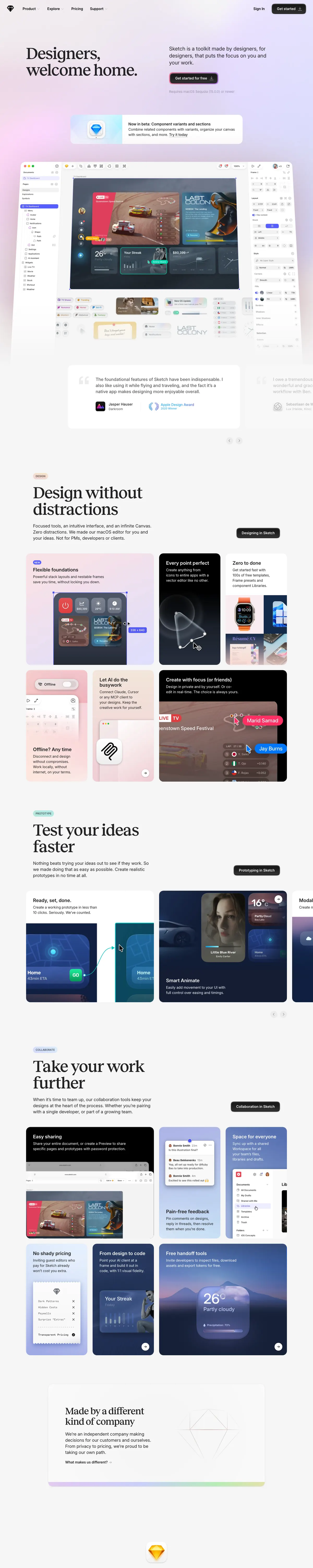 Full-page screenshot of Sketch (sketch.com)
