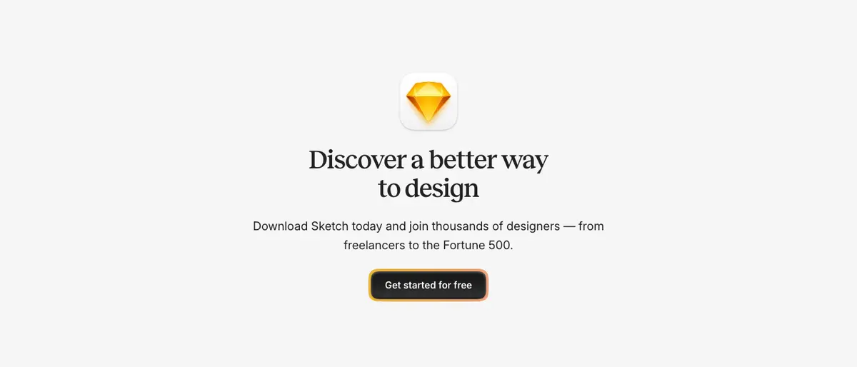 Call to action section of Sketch