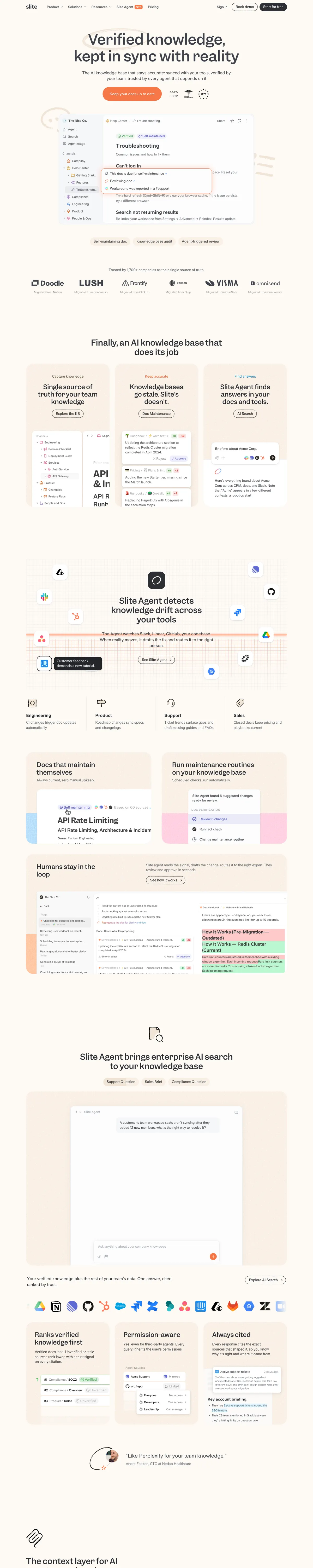 Full-page screenshot of Slite (slite.com)