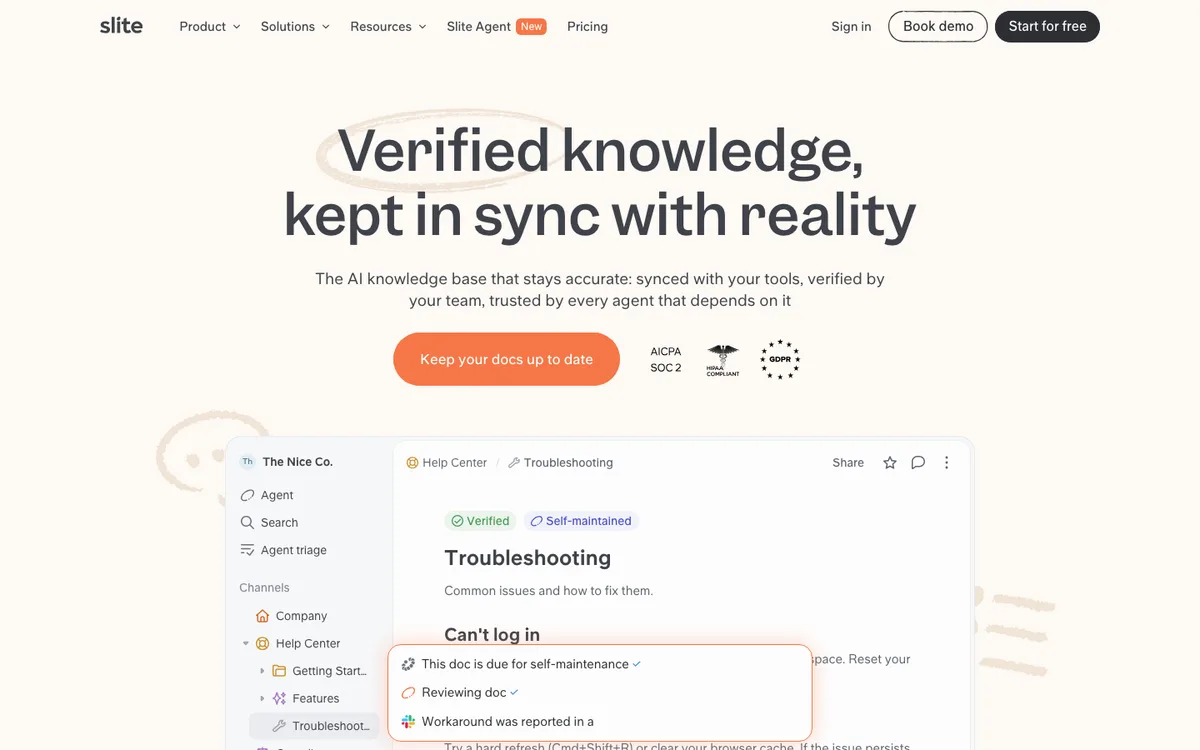 Slite website