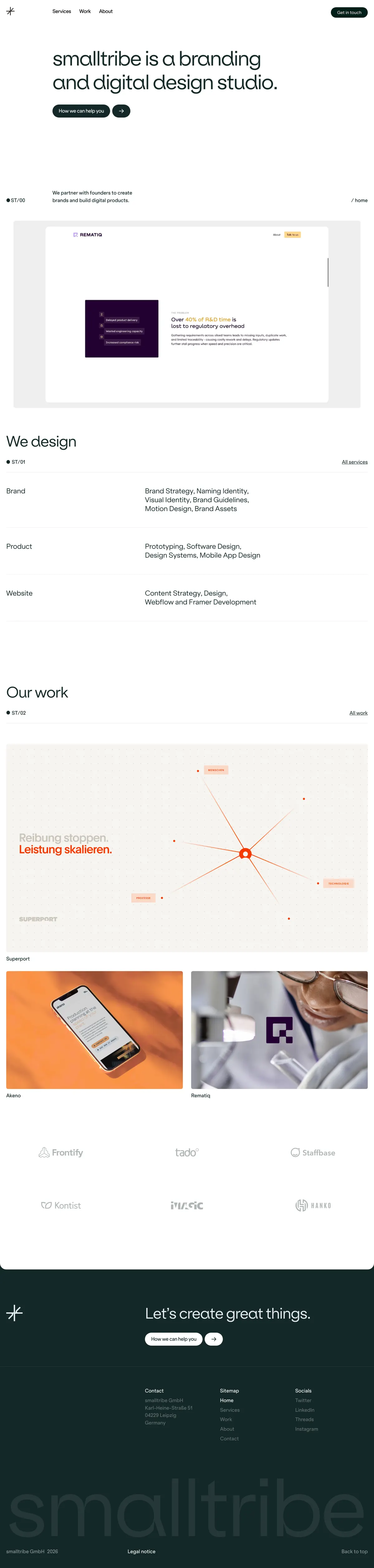 Full-page screenshot of smalltribe (smalltribe.studio)