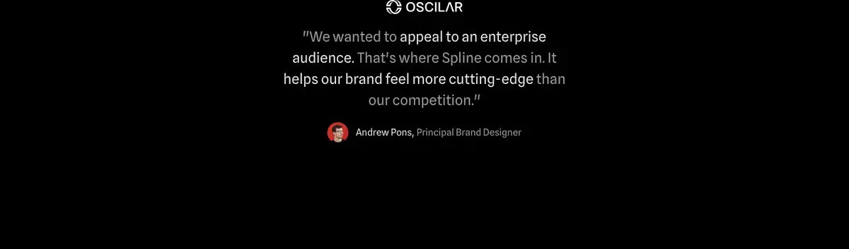 Testimonials section of Spline
