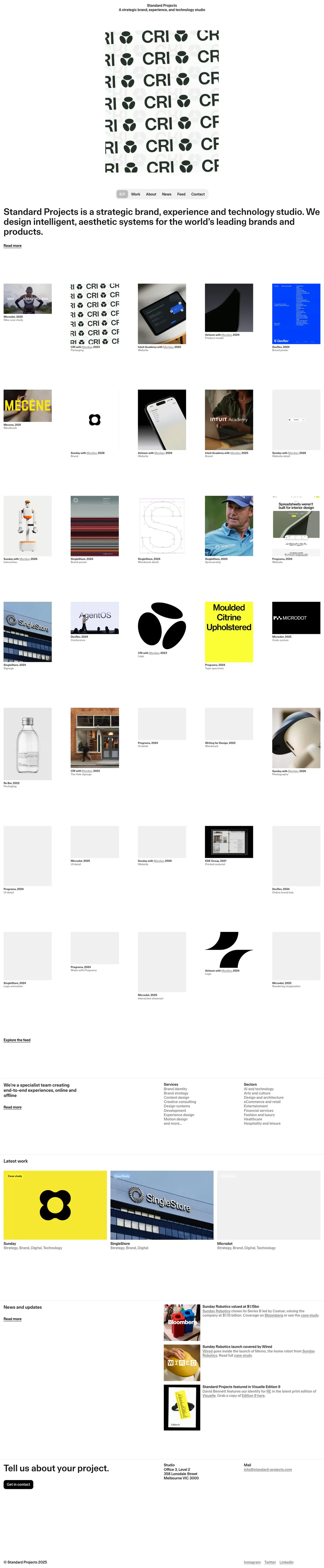 Full-page screenshot of Standard Projects (standard-projects.com)