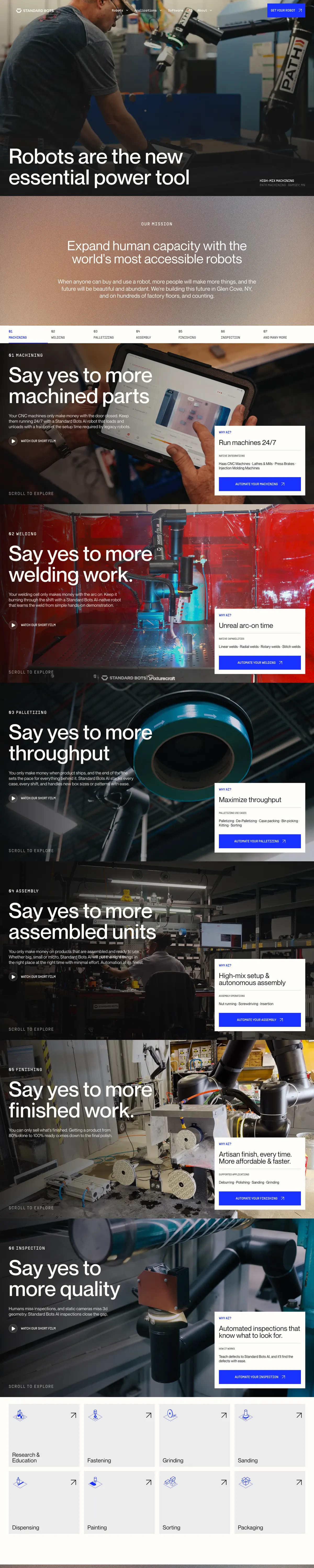 Full-page screenshot of Standard Bots (standardbots.com)