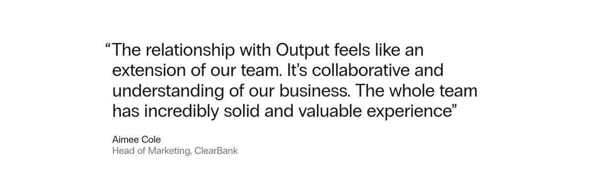 Testimonials section of Output