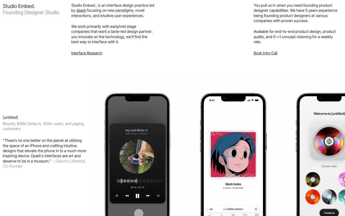 studio embed. website