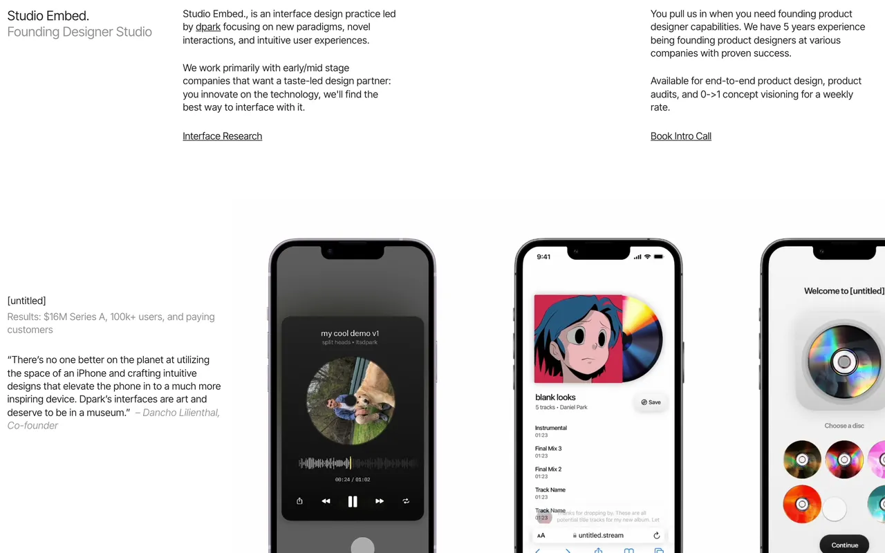 studio embed. website
