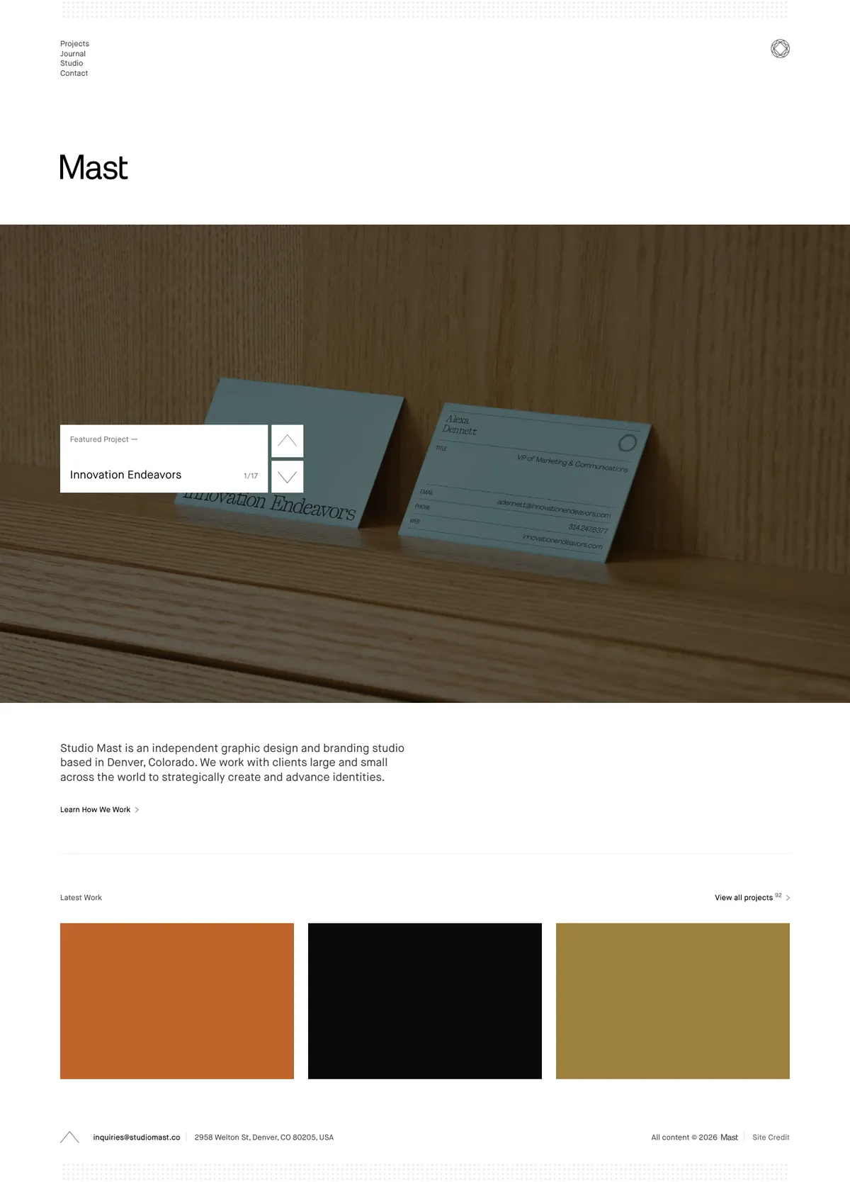 Full-page screenshot of Mast (studiomast.co)