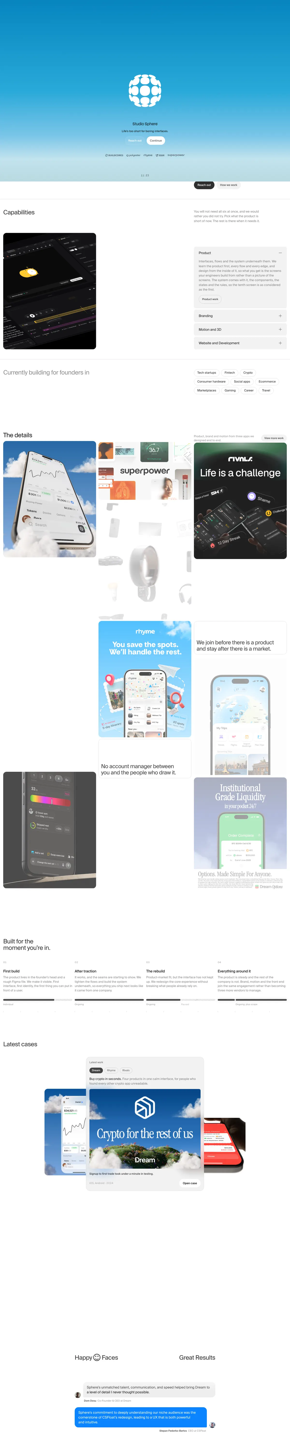 Full-page screenshot of Studio Sphere (studiosphere.co)
